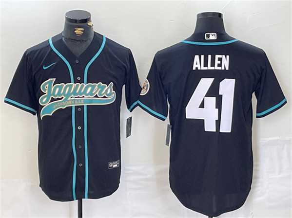 Mens Jacksonville Jaguars #41 Josh Allen Black With Patch Cool Base Baseball Stitched Jersey